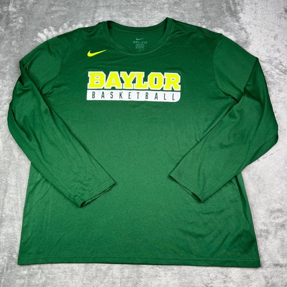 Baylor Bears Basketball Nike Shirt Mens 2XL Green Long Sleeve Dri-Fit Athleisure